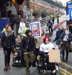 Manchester Disabled People Against Cuts block V.I.P. Tory Party Conference entrance